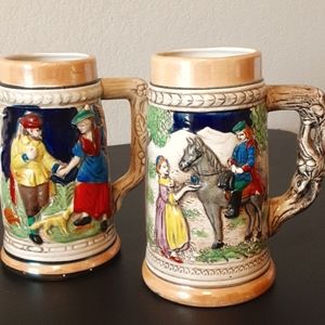 German beer stein pair